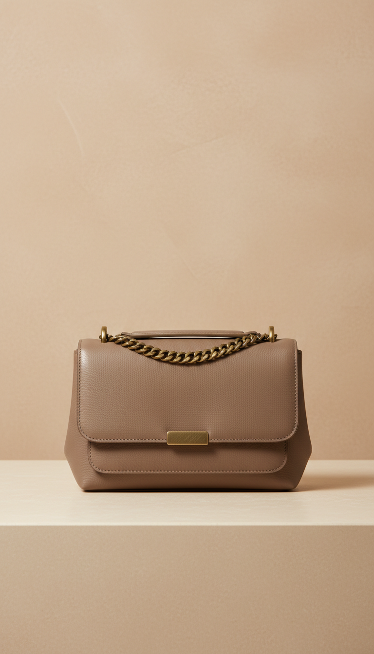 Borsa a spalla in pelle taupe