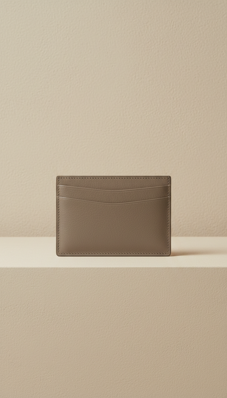 Portacarte moderno in pelle taupe