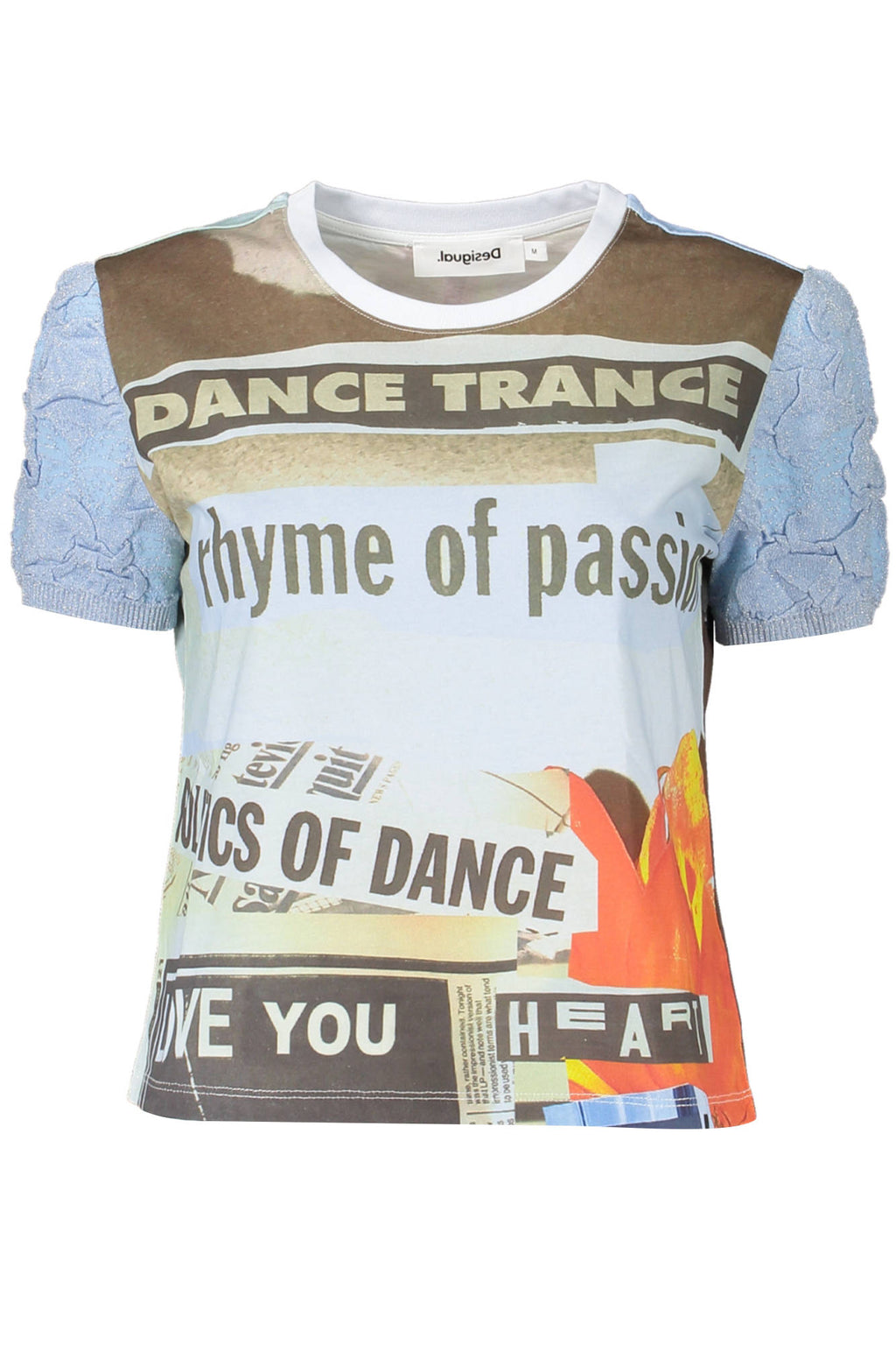DESIGUAL T-SHIRT MANICHE CORTE DONNA AZZURRO