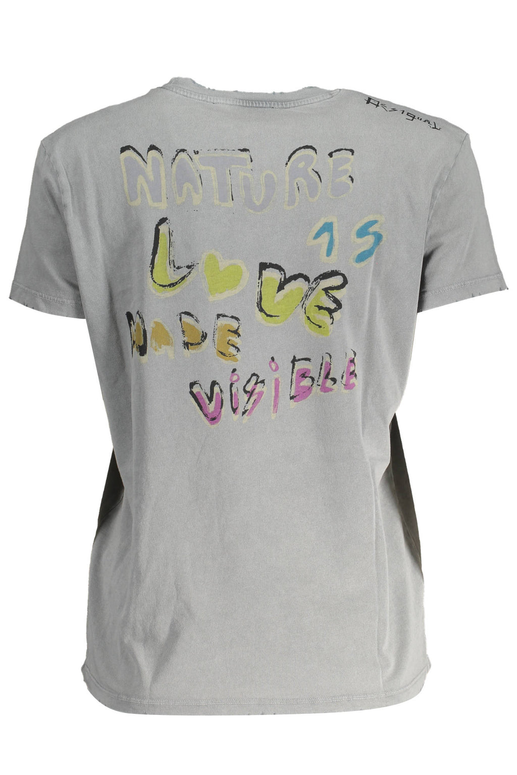 DESIGUAL T-SHIRT MANICHE CORTE DONNA GRIGIO