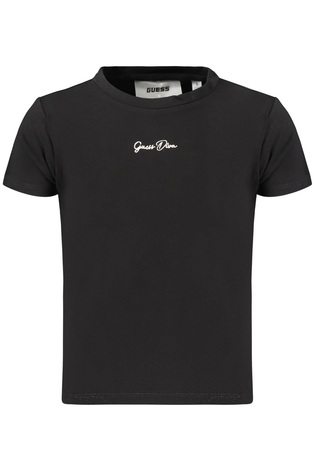GUESS JEANS T-SHIRT MANICHE CORTE BAMBINA NERO