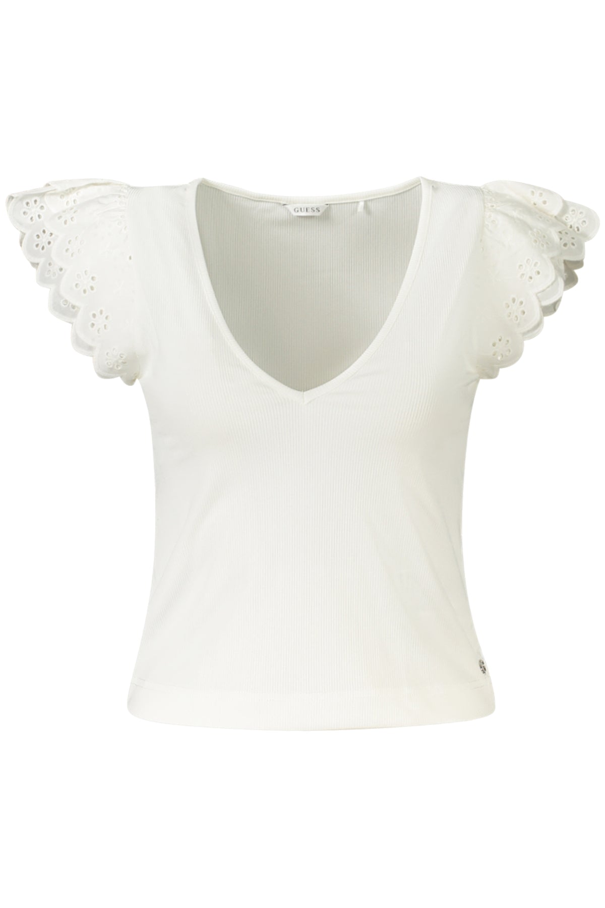 GUESS JEANS T-SHIRT MANICHE CORTE DONNA BIANCO