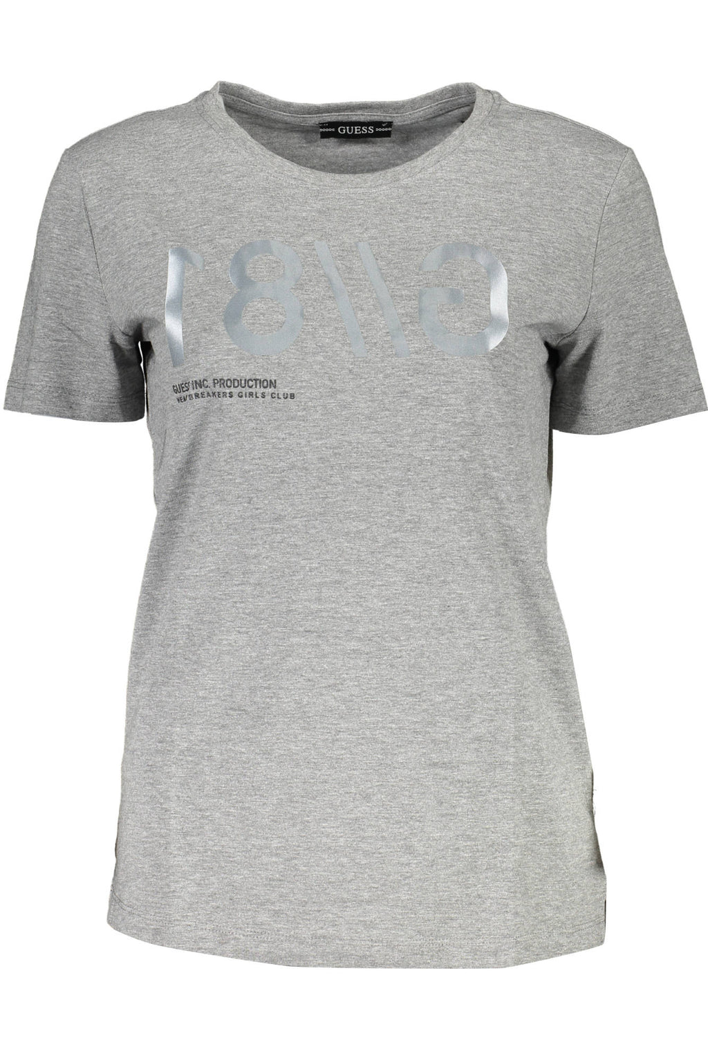 GUESS JEANS T-SHIRT MANICHE CORTE DONNA GRIGIO