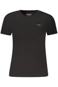 GUESS JEANS T-SHIRT MANICHE CORTE DONNA NERO