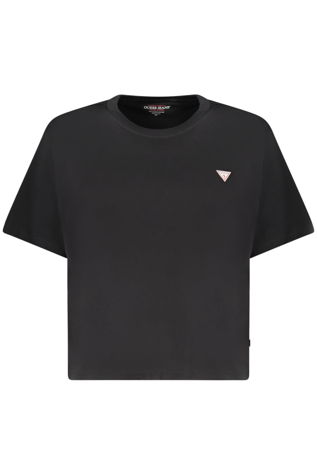 GUESS JEANS T-SHIRT MANICHE CORTE DONNA NERO