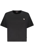 GUESS JEANS T-SHIRT MANICHE CORTE DONNA NERO