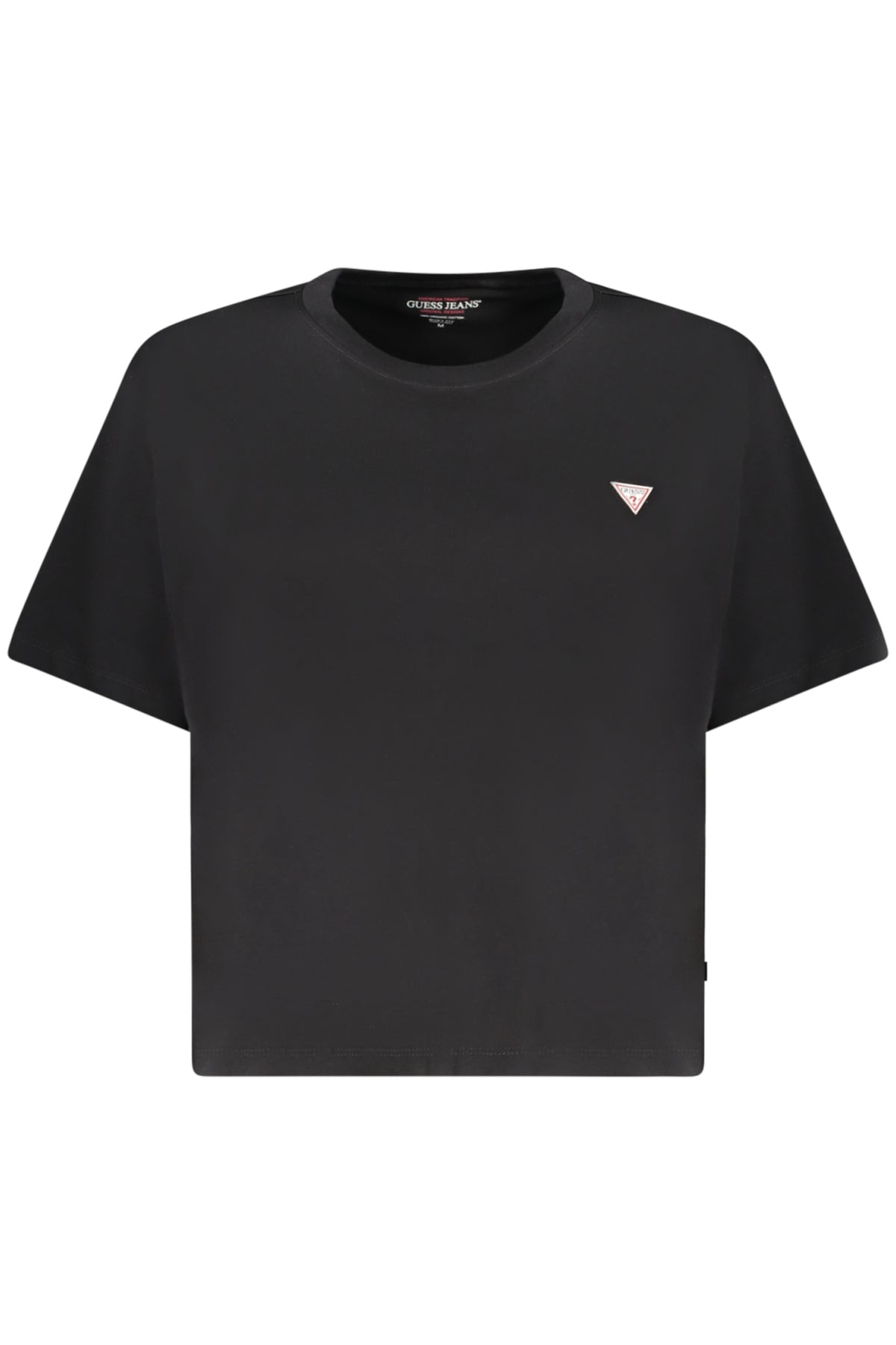 GUESS JEANS T-SHIRT MANICHE CORTE DONNA NERO